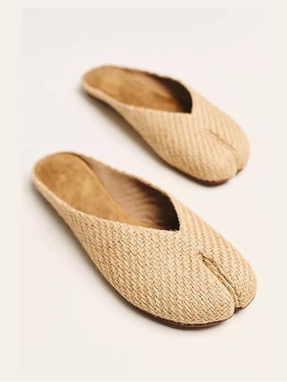 Women’s Woven Split-Toe Mule Flats Slip-On Summer Casual Shoes Sz 6 nature color